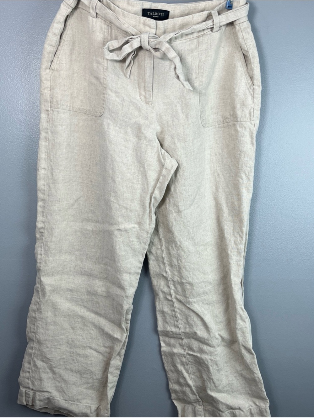Talbots Cream Linen Tie-Waist Pants